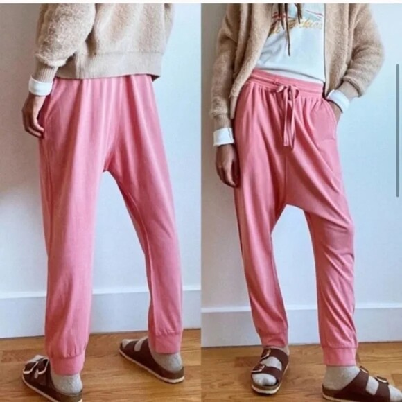 Anthropologie Saturday Sunday Harem Jogger Sweatpants, Coral Pink, Size M - Picture 1 of 10